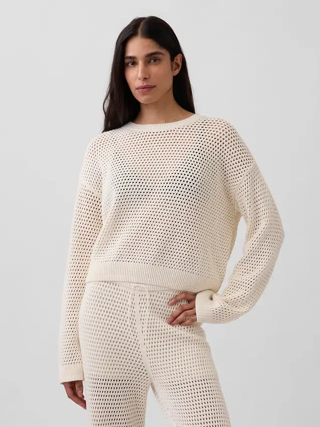 Pull ample au crochet 100 % coton