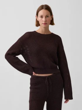 Pull ample au crochet 100 % coton