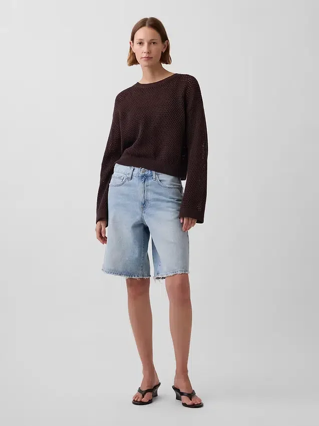 Pull ample au crochet 100 % coton