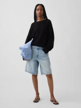 Pull ample au crochet 100 % coton