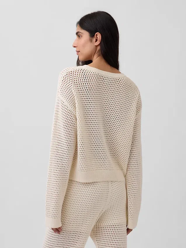 Pull ample au crochet 100 % coton