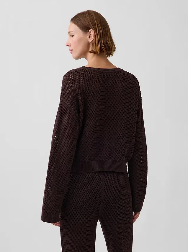 Pull ample au crochet 100 % coton