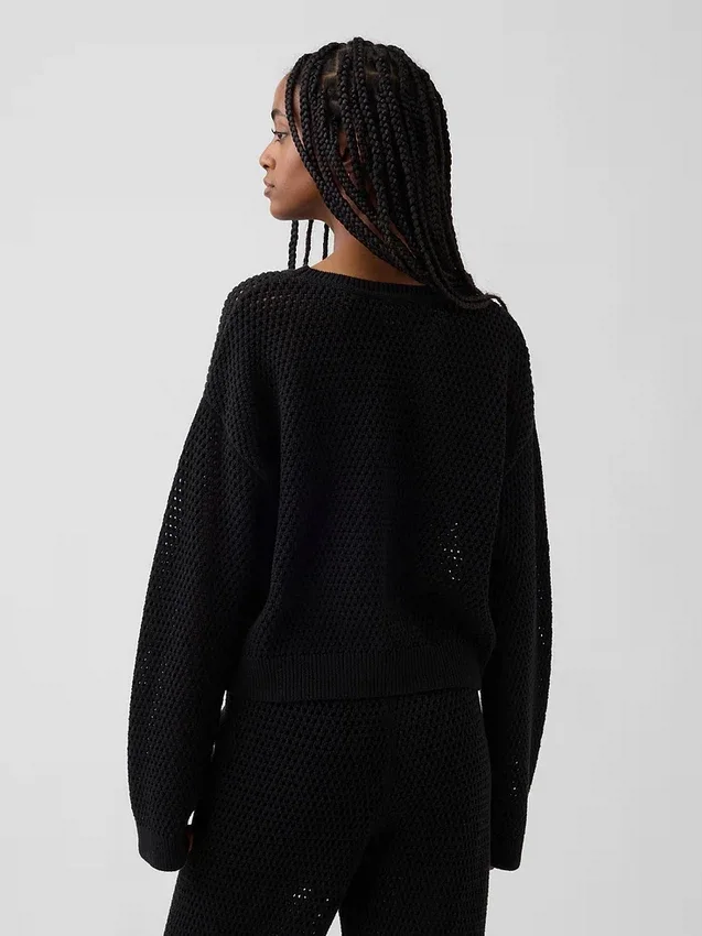 Pull ample au crochet 100 % coton
