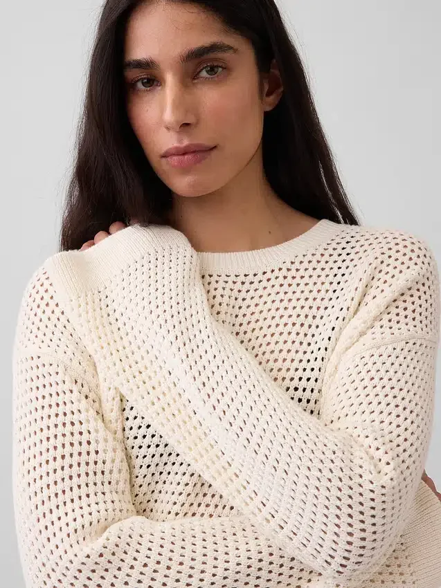 Pull ample au crochet 100 % coton