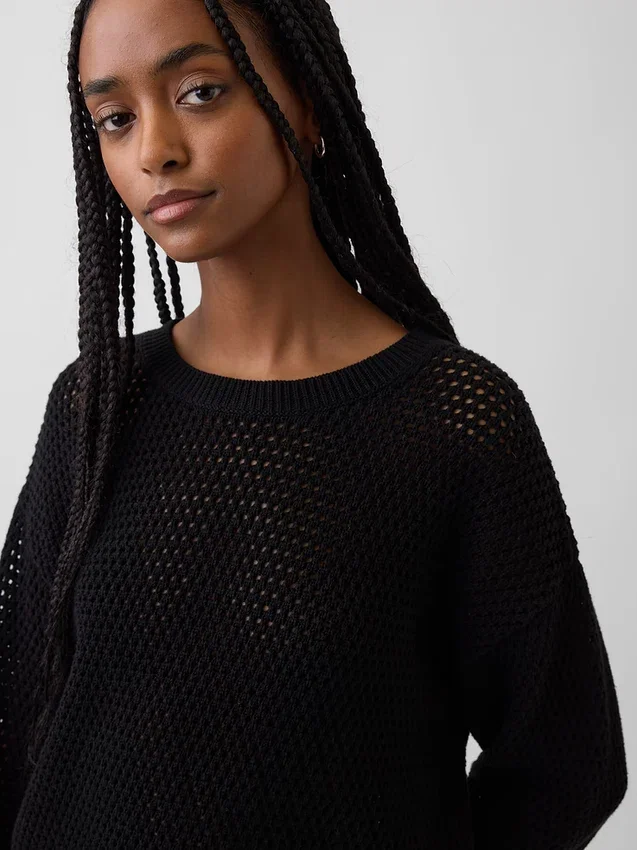 Pull ample au crochet 100 % coton