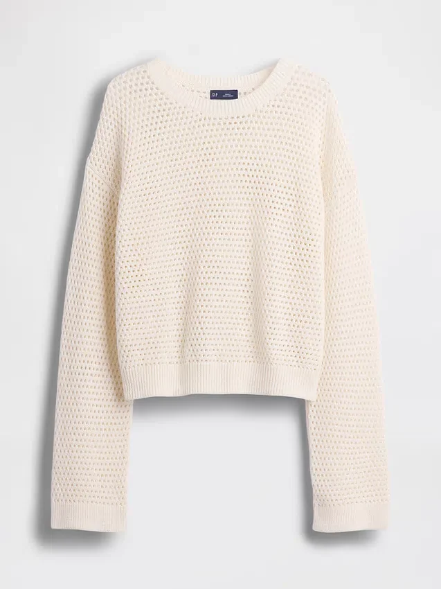 Pull ample au crochet 100 % coton