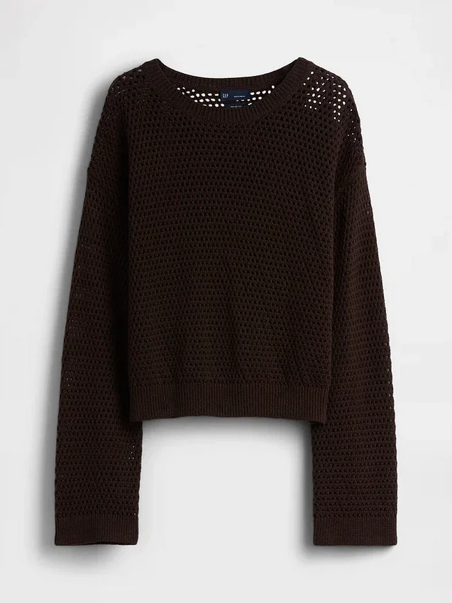 Pull ample au crochet 100 % coton