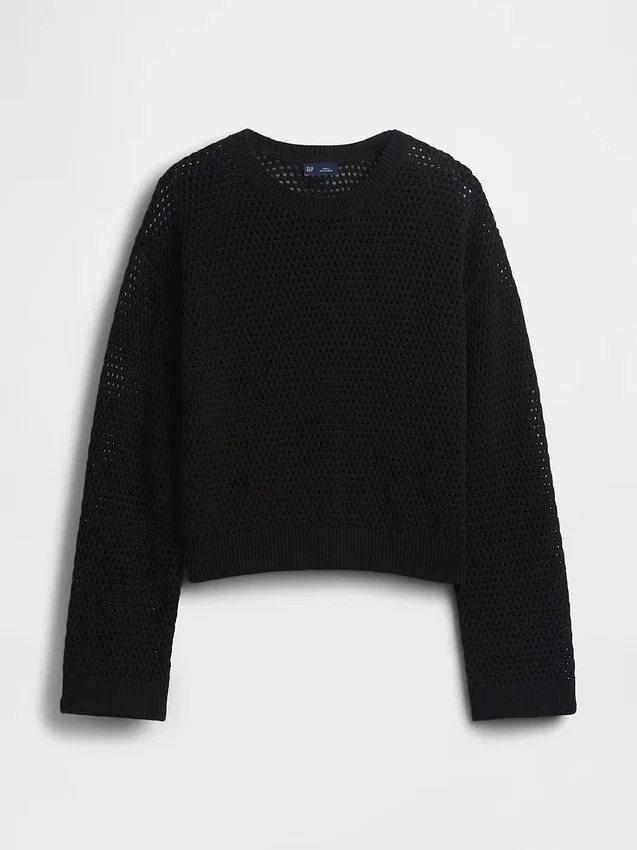 Pull ample au crochet 100 % coton