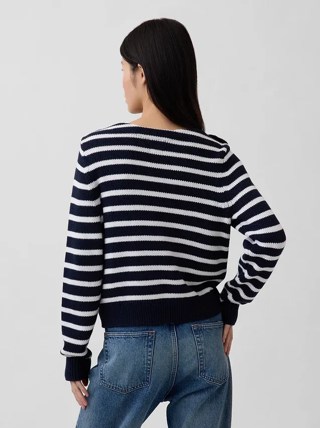 Pull ample à col bateau 100 % coton