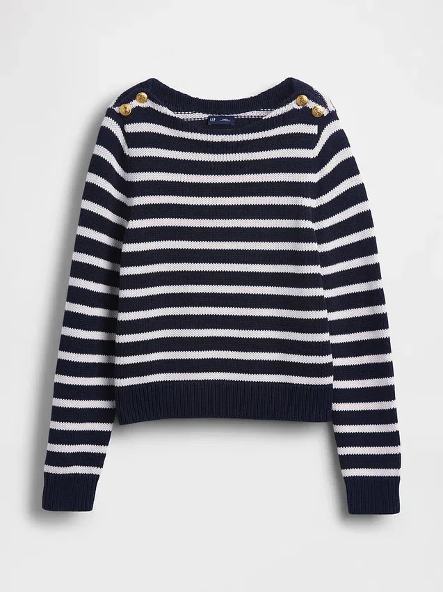 Pull ample à col bateau 100 % coton