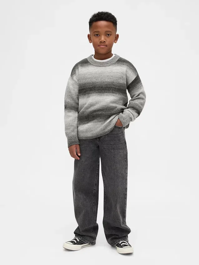 Pull ample à col rond pour enfant, effet « space-dye »