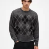 Pull ample à motif argyle en laine mélangée