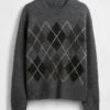 Pull ample à motif argyle en laine mélangée
