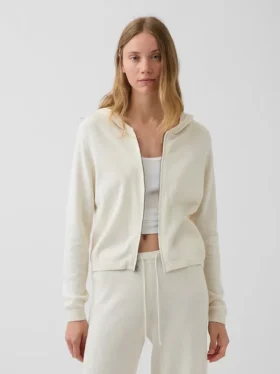 Pull à capuche ample zippé 100 % coton