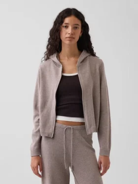 Pull à capuche ample zippé 100 % coton