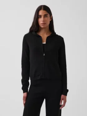 Pull à capuche ample zippé 100 % coton