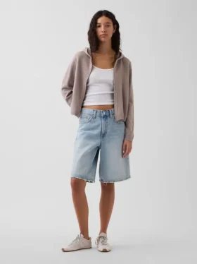 Pull à capuche ample zippé 100 % coton