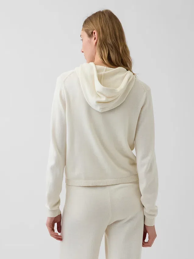 Pull à capuche ample zippé 100 % coton