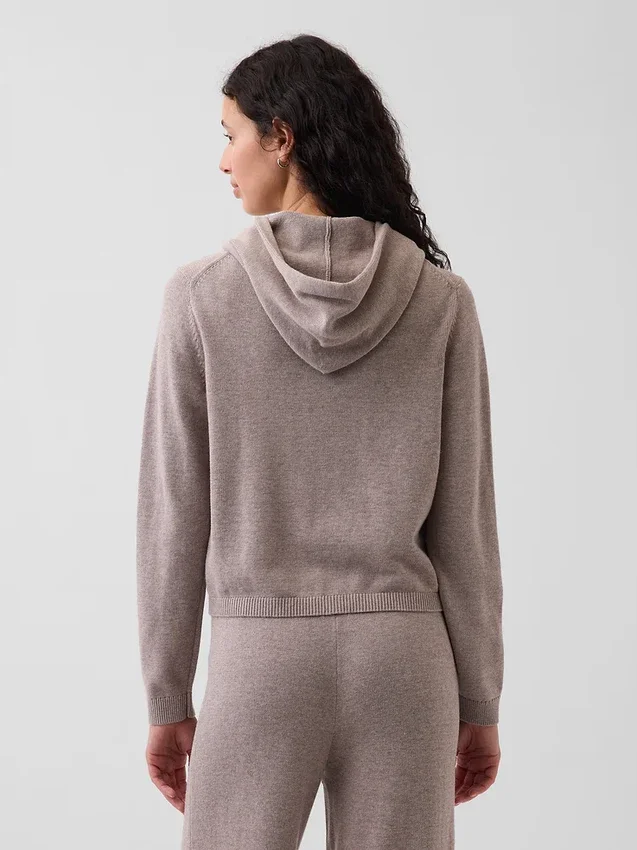 Pull à capuche ample zippé 100 % coton