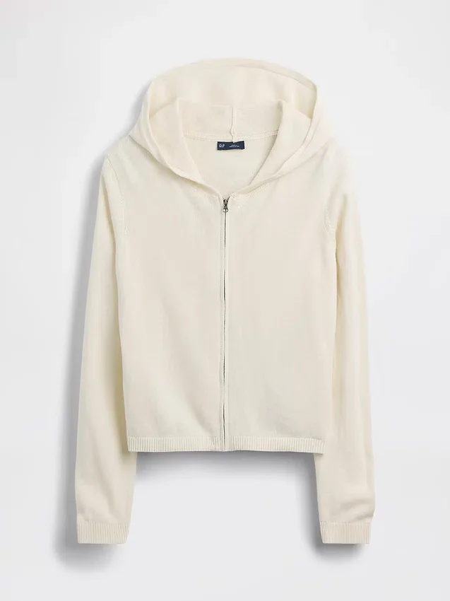 Pull à capuche ample zippé 100 % coton