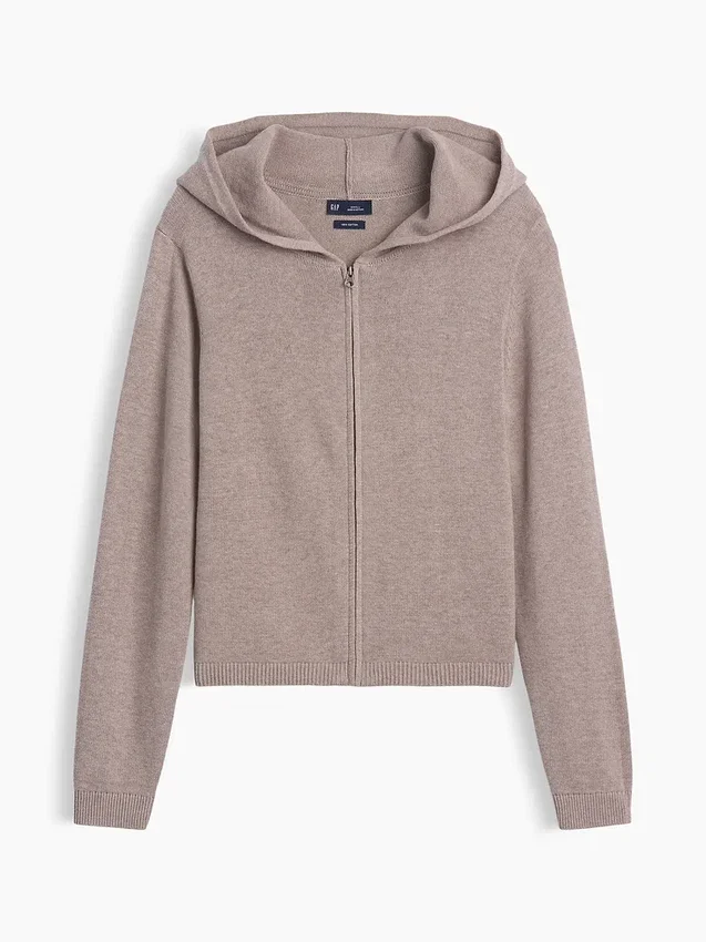 Pull à capuche ample zippé 100 % coton