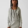 Pull à capuche zippé en maille torsadée pour enfant