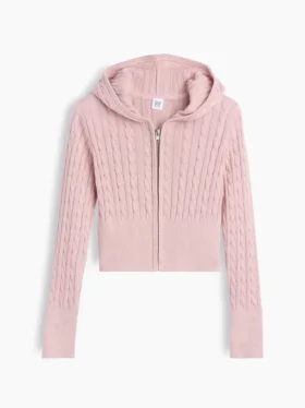 Pull à capuche zippé en maille torsadée pour enfant