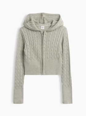 Pull à capuche zippé en maille torsadée pour enfant