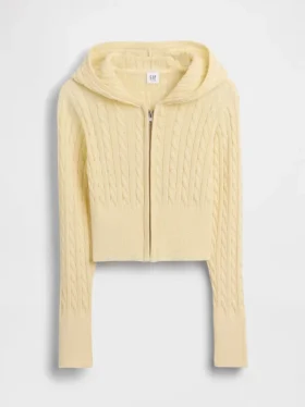 Pull à capuche zippé en maille torsadée pour enfant