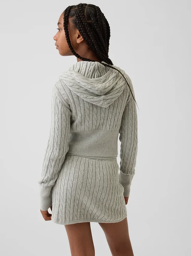 Pull à capuche zippé en maille torsadée pour enfant