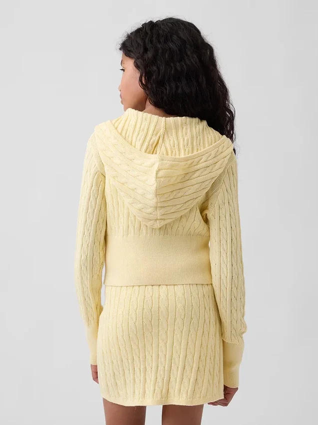 Pull à capuche zippé en maille torsadée pour enfant