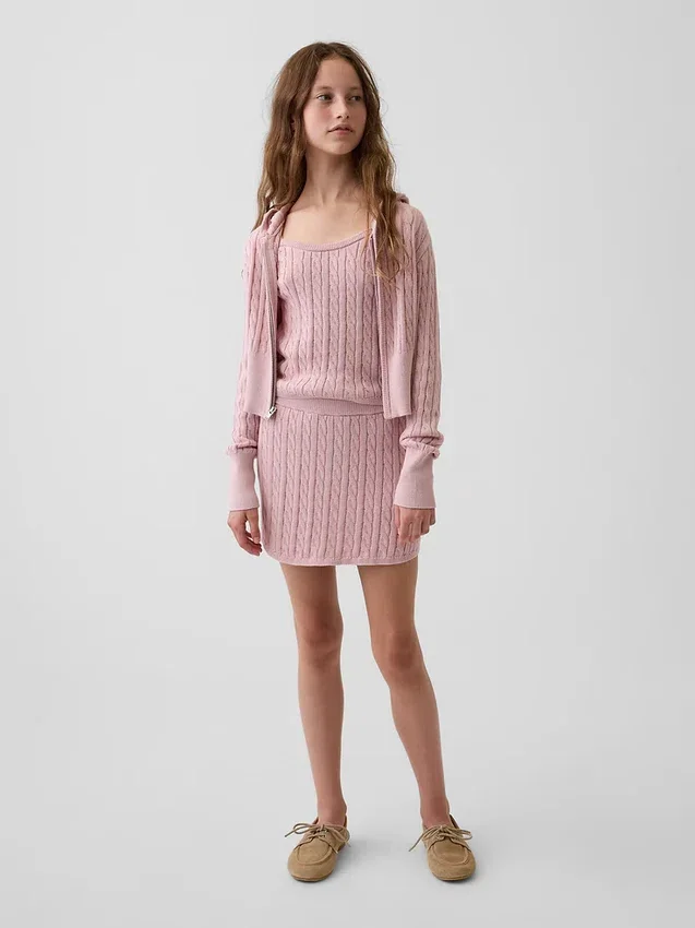 Pull à capuche zippé en maille torsadée pour enfant