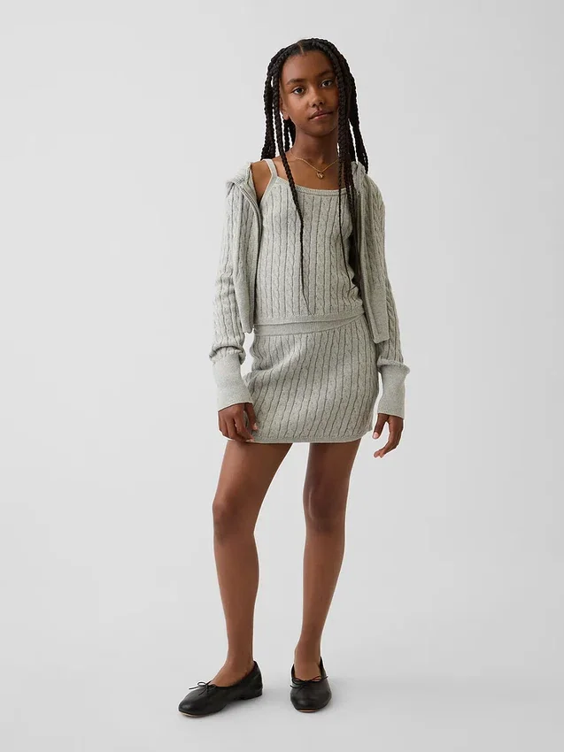 Pull à capuche zippé en maille torsadée pour enfant