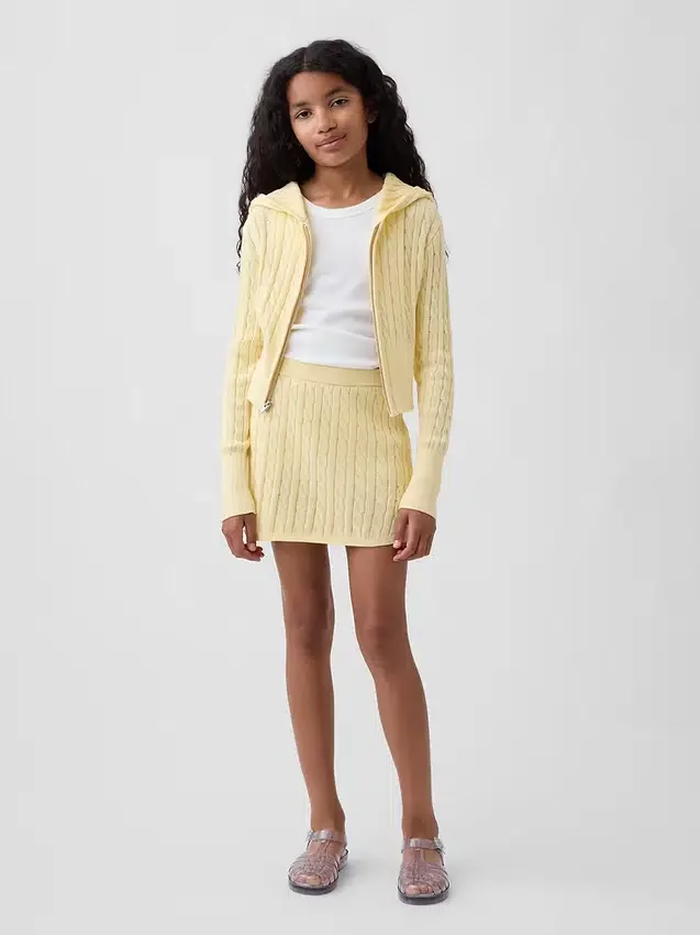 Pull à capuche zippé en maille torsadée pour enfant