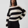 Pull à col bateau en crochet 100 % coton