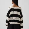 Pull à col bateau en crochet 100 % coton