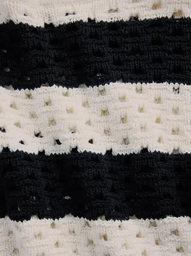 Pull à col bateau en crochet 100 % coton