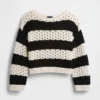 Pull à col bateau en crochet 100 % coton