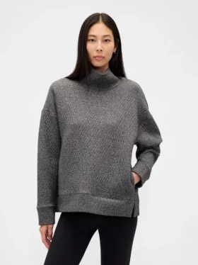 Pull à col cheminée en maille jacquard matelassée GapFit