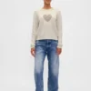 Pull à col rond et manches raglan en mélange de coton