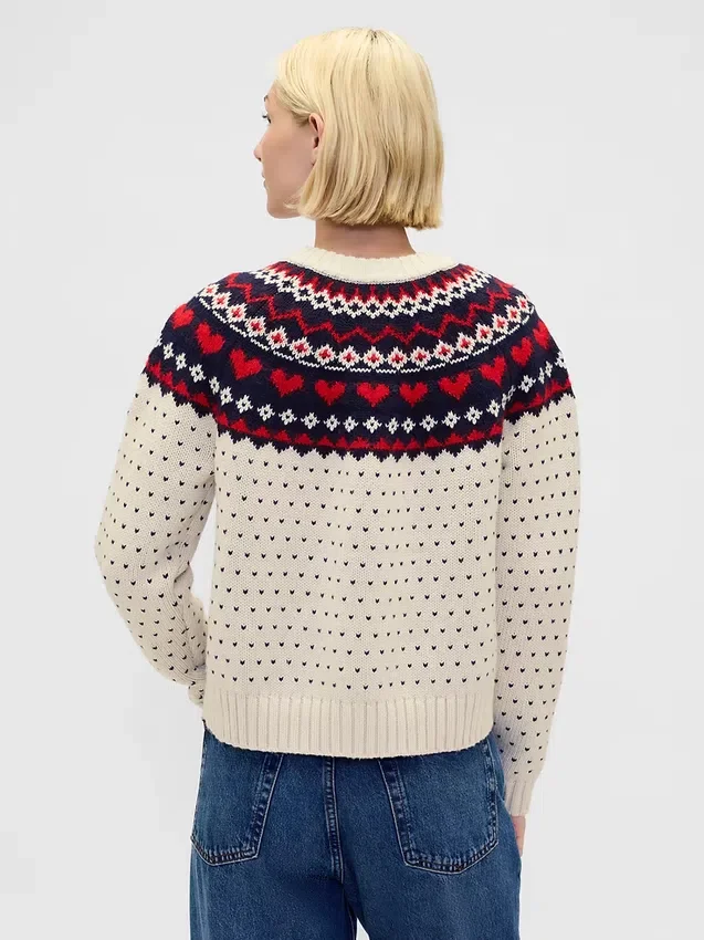 Pull à col rond et manches raglan en mélange de coton