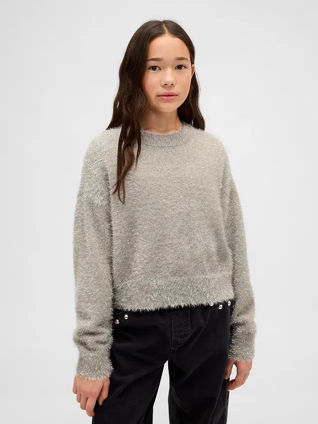 Pull à col rond métallisé « Eyelash » pour enfant
