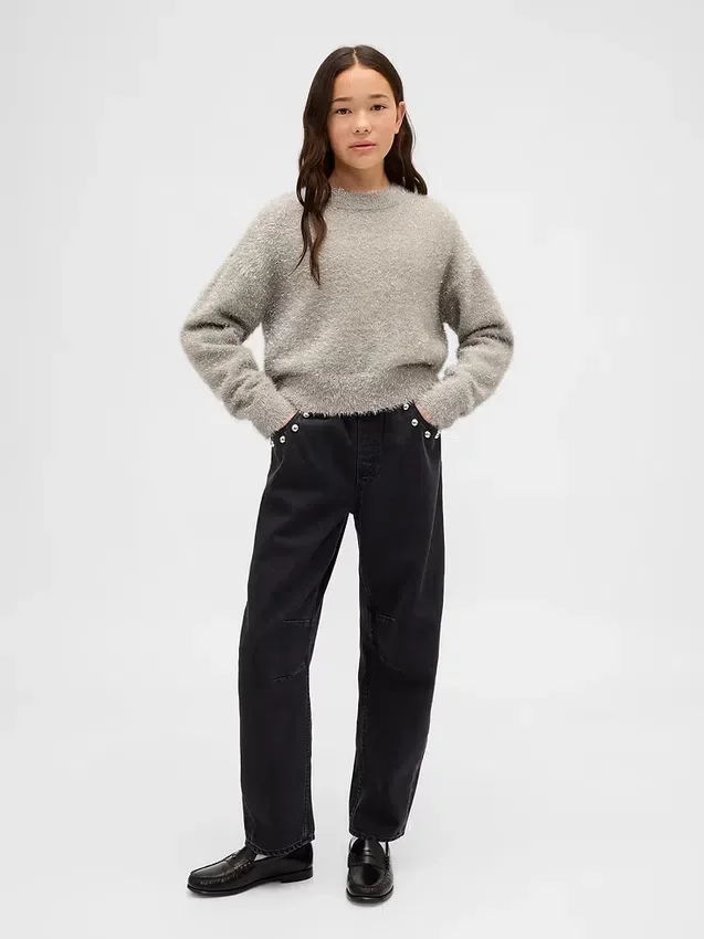 Pull à col rond métallisé « Eyelash » pour enfant