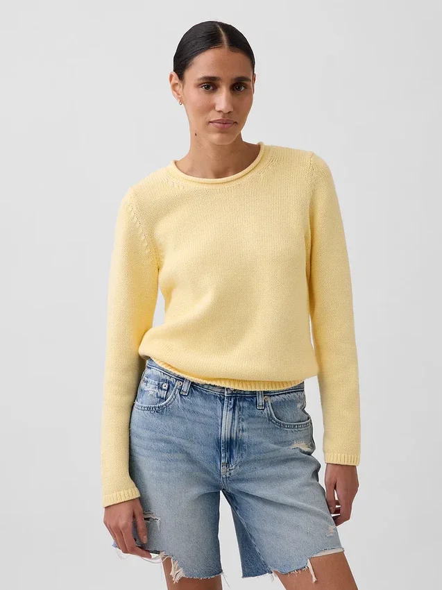 Pull à col roulé 100 % coton