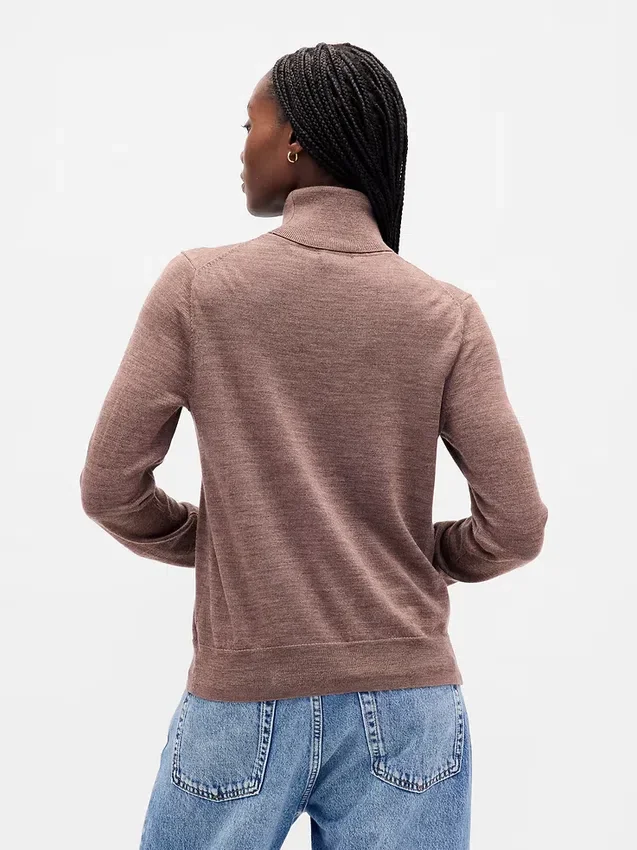 Pull à col roulé 100 % laine mérinos