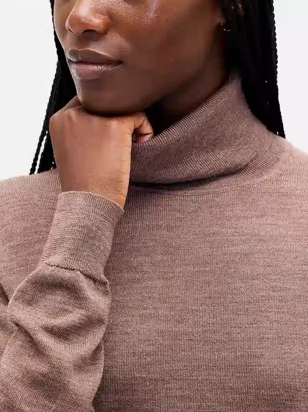 Pull à col roulé 100 % laine mérinos