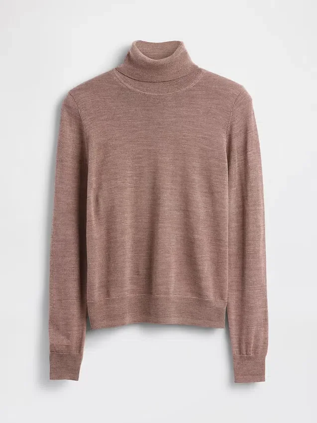 Pull à col roulé 100 % laine mérinos