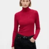 Pull à col roulé en maille pointelle