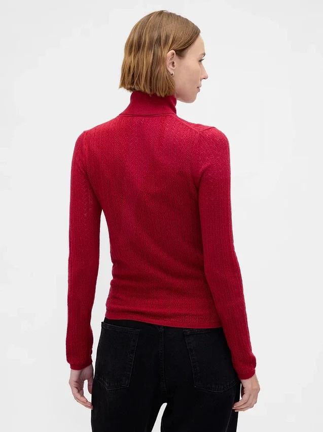 Pull à col roulé en maille pointelle