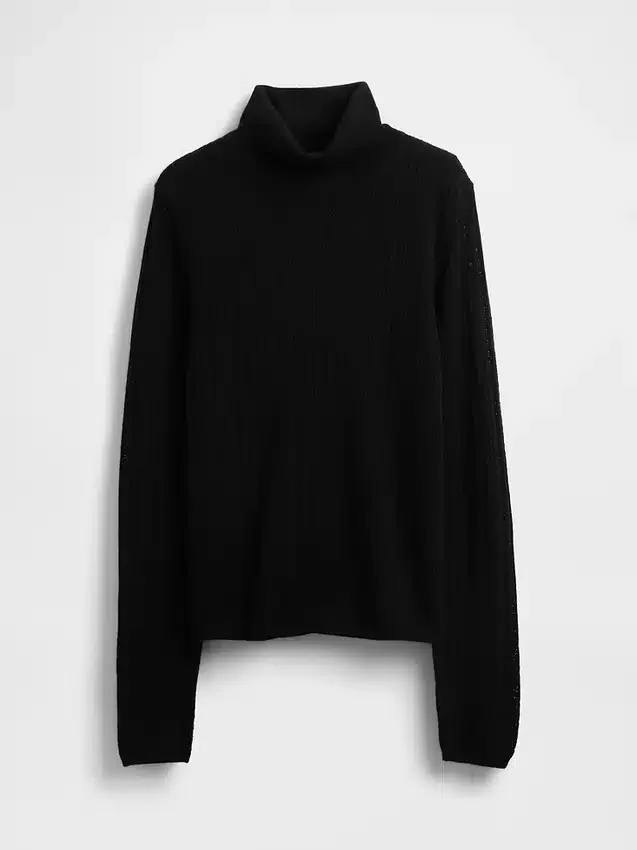 Pull à col roulé en maille pointelle